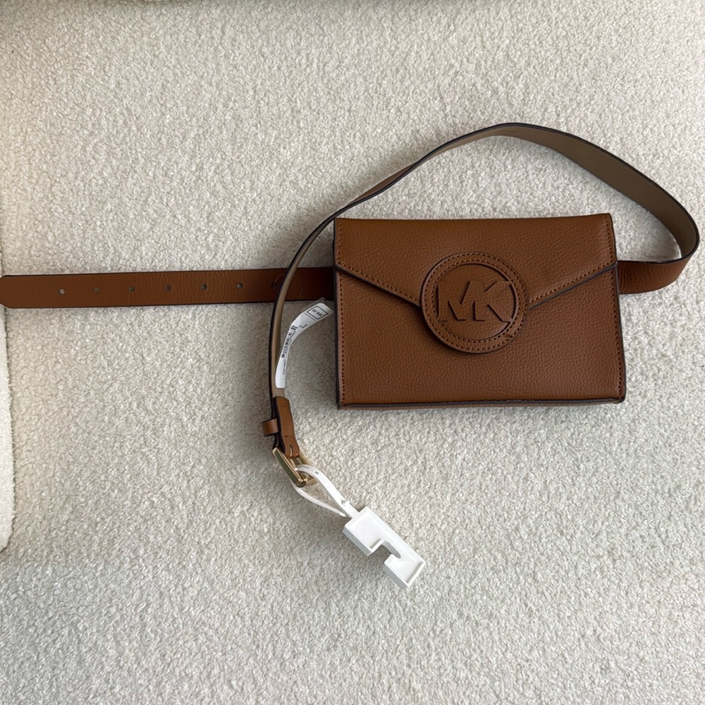 Michael Kors New Brown Leather Waist Belt Bag Sm/Med